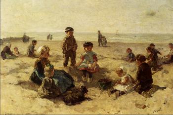 約翰內斯 埃弗特 艾尅林格 在海灘上玩耍的孩子們